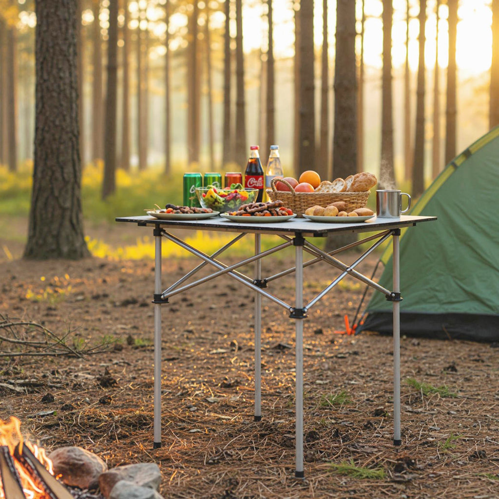 Folding Roll-up Camping Table with Metal Legs