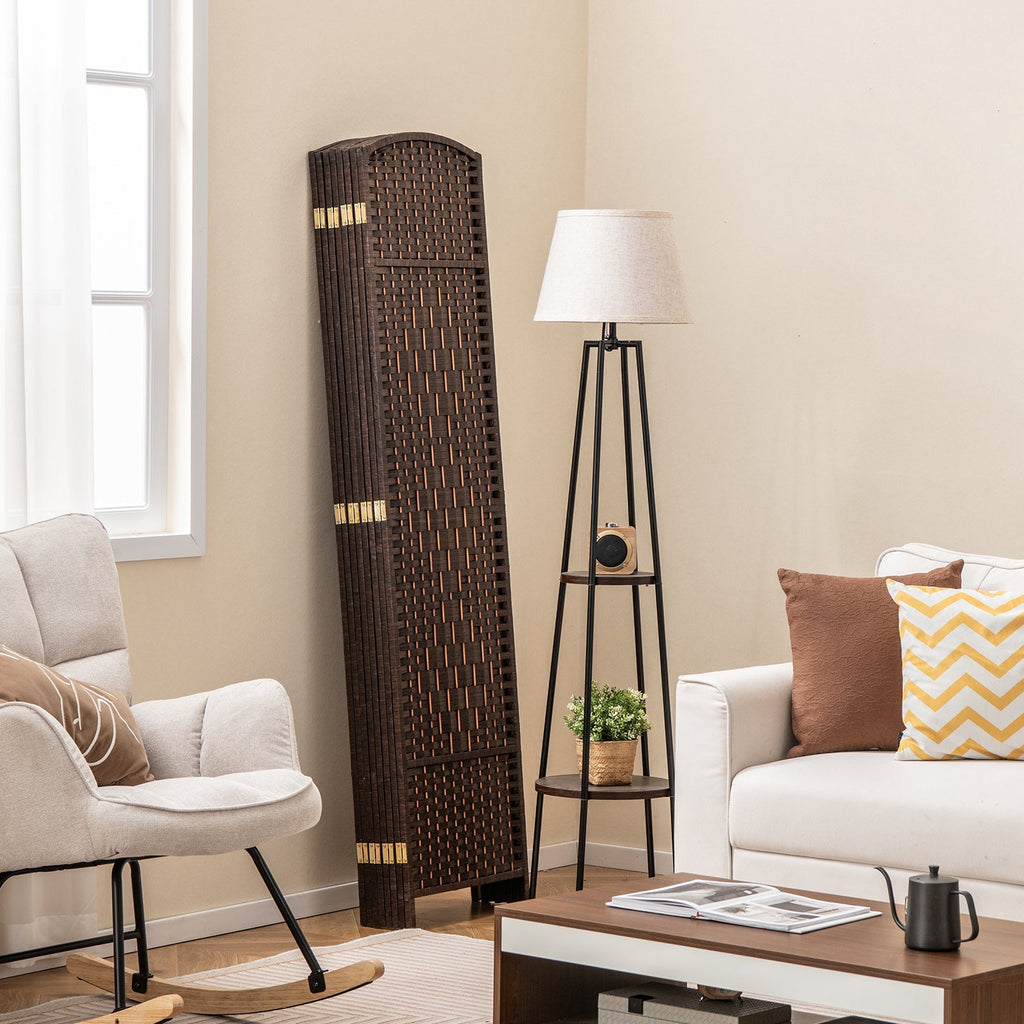 8-Panel Folding Room Divider with Hand-Woven Texture and Solid Wood Frame