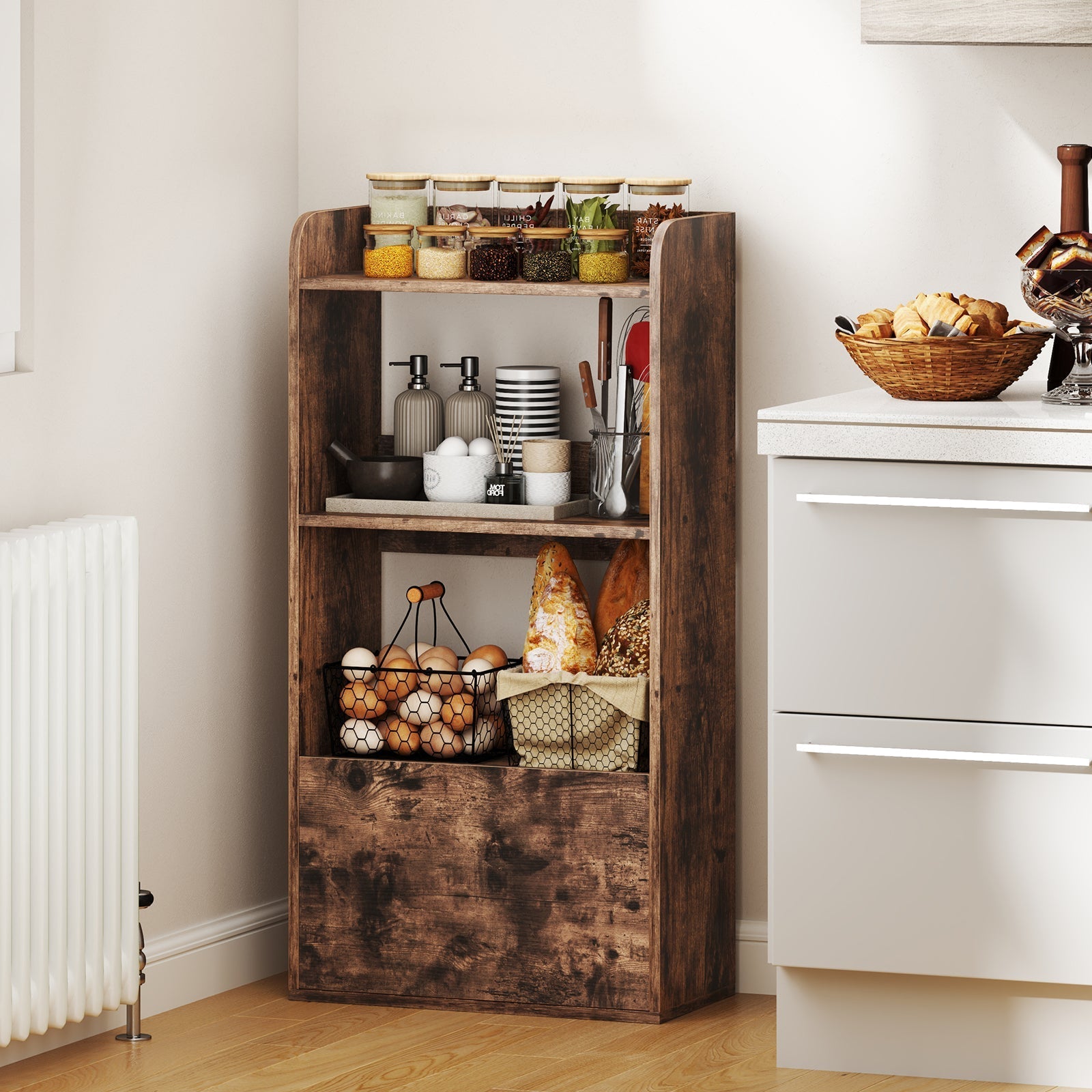 Freestanding Bookshelf with 3-Tier Open Shelf
