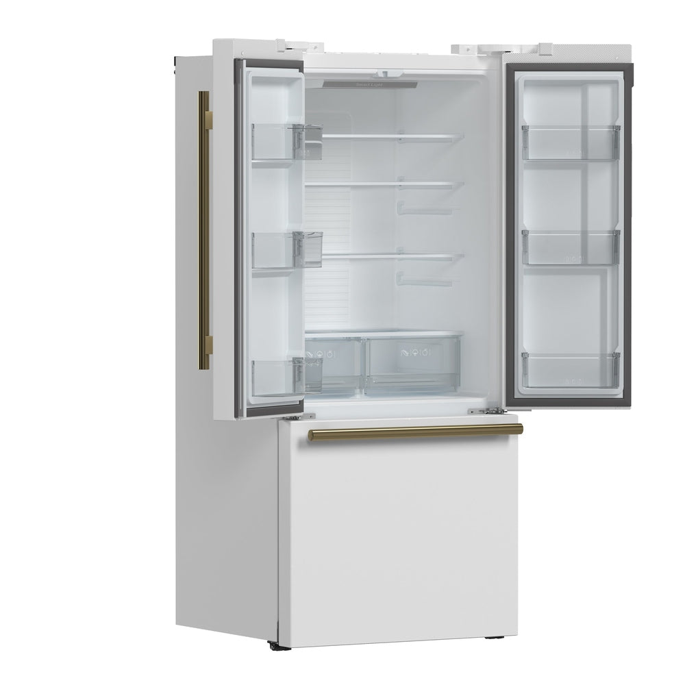 Forno Gallipoli Espresso 30-Inch White French Door Refrigerator, Bottom Freezer, 17.5 Cu. Ft., No Frost, Ice Maker