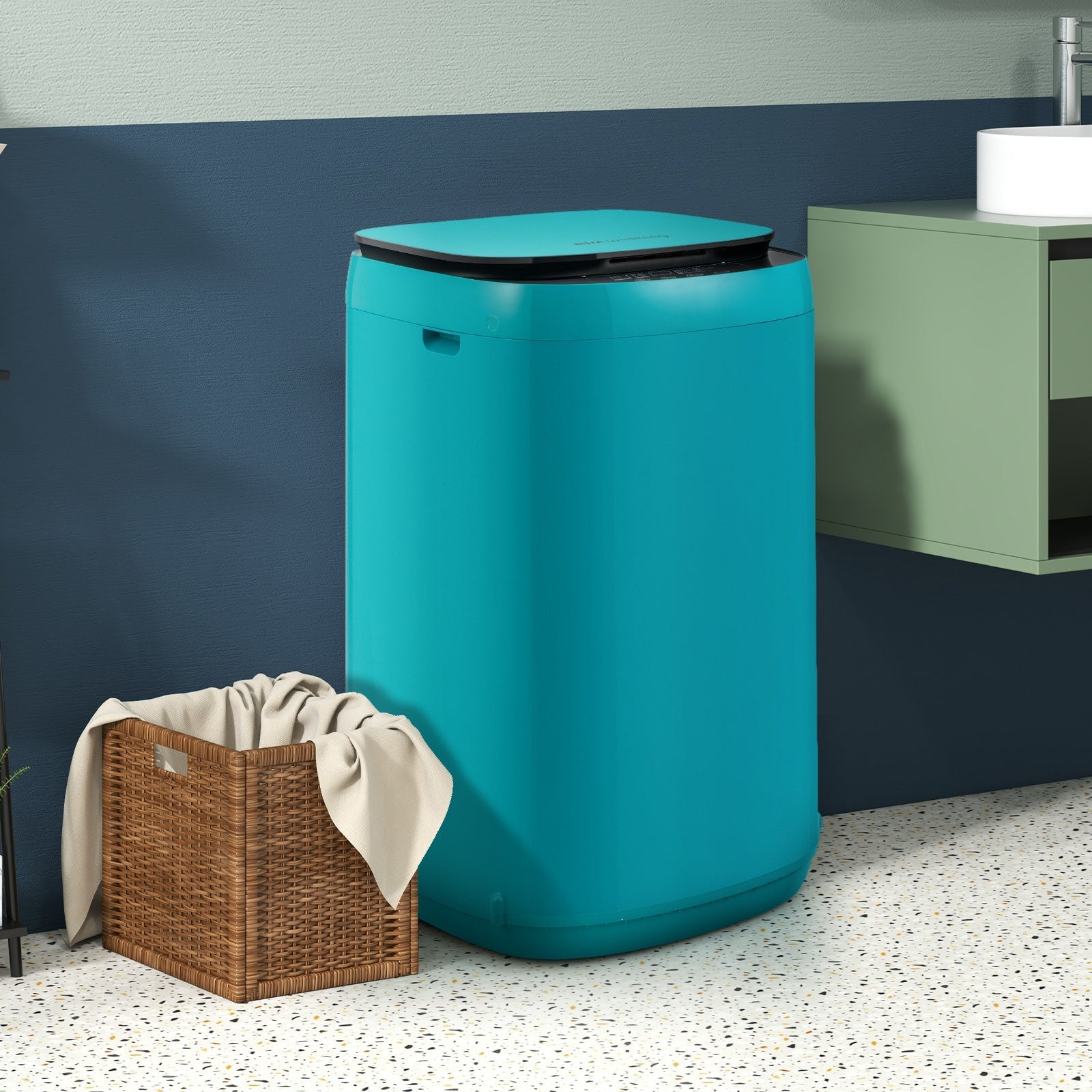 7.7 lbs Full-Automatic Washing Machine with 10 Washing Programs