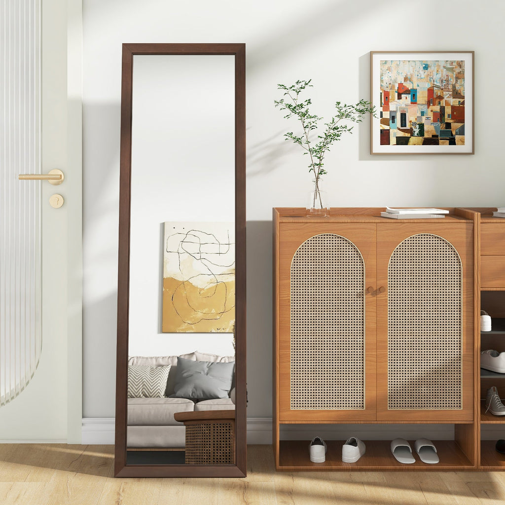 Full Length Mirror with Stand and Solid Wood Frame