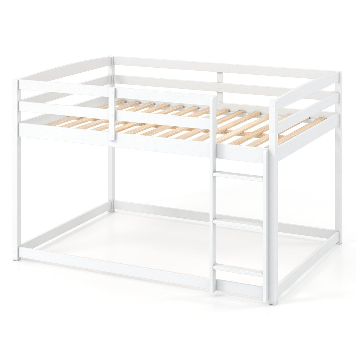 Full Over Full Bunk Bed with Ladder and Safety Guardrails