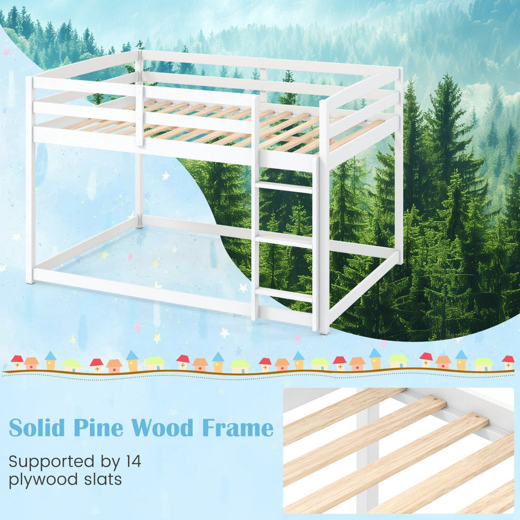 Full Over Full Bunk Bed with Ladder and Safety Guardrails