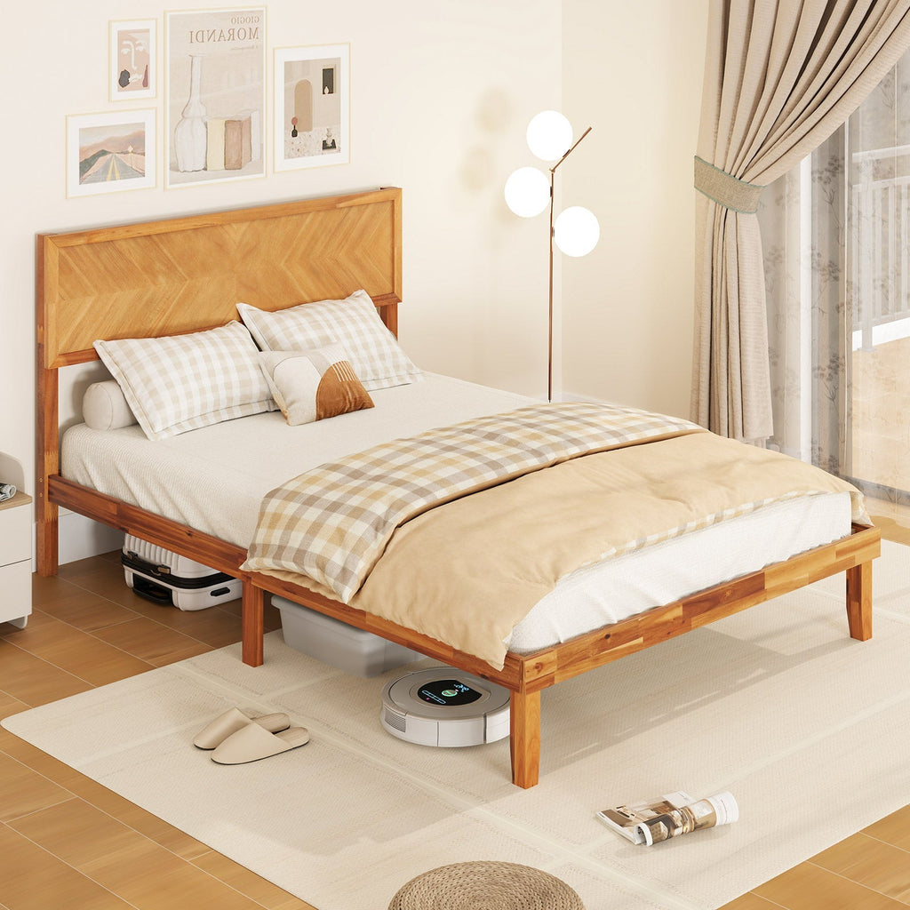 Twin/Full/Queen Size Bed Frame with Headboard and Storage Space