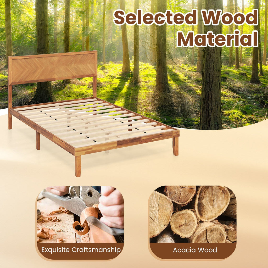 Twin/Full/Queen Size Bed Frame with Headboard and Storage Space