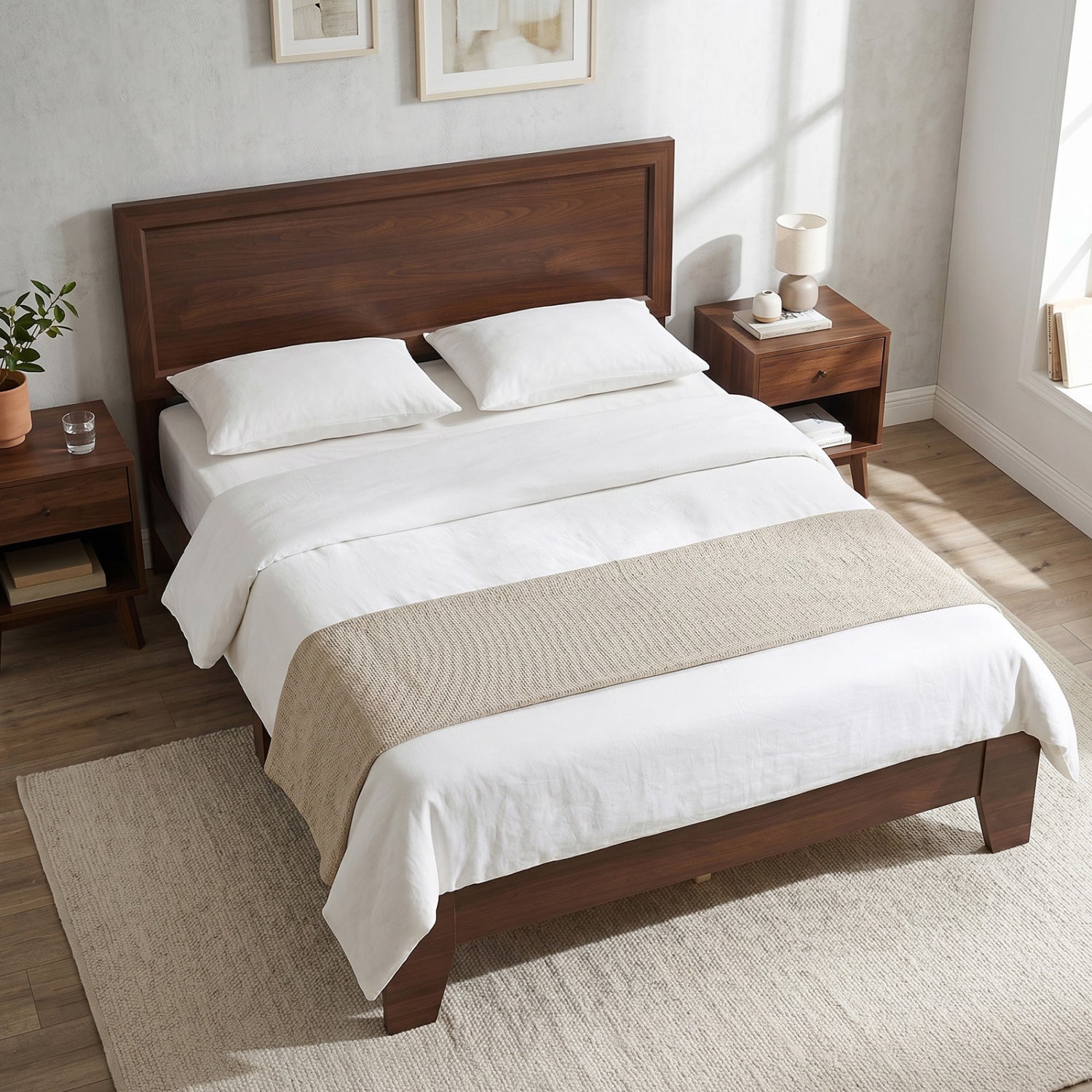 Full Size Platform Bed Frame with Headboard - No Box Spring
