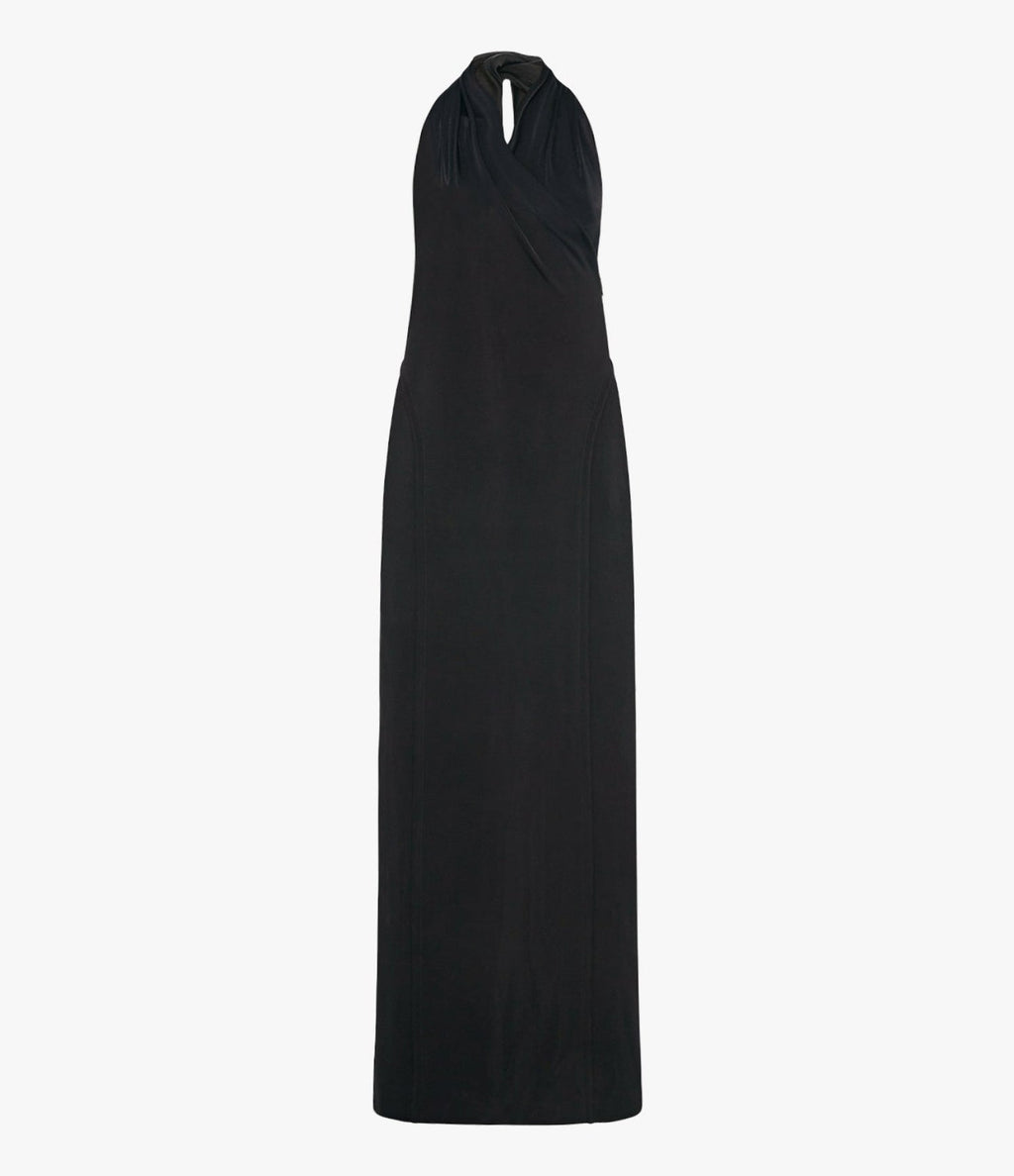 Gathered Halter Dress | Black