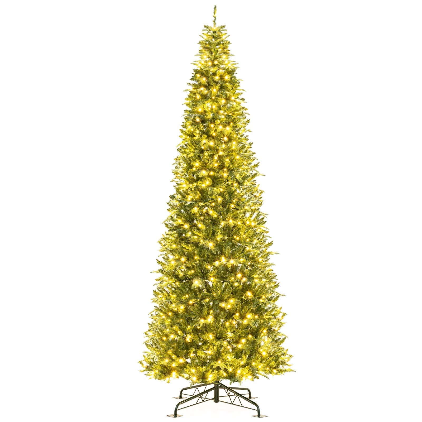 12 Feet Tall Prelit Hinged Artificial Christmas Tree with 2517 PVC PE Branch Tips