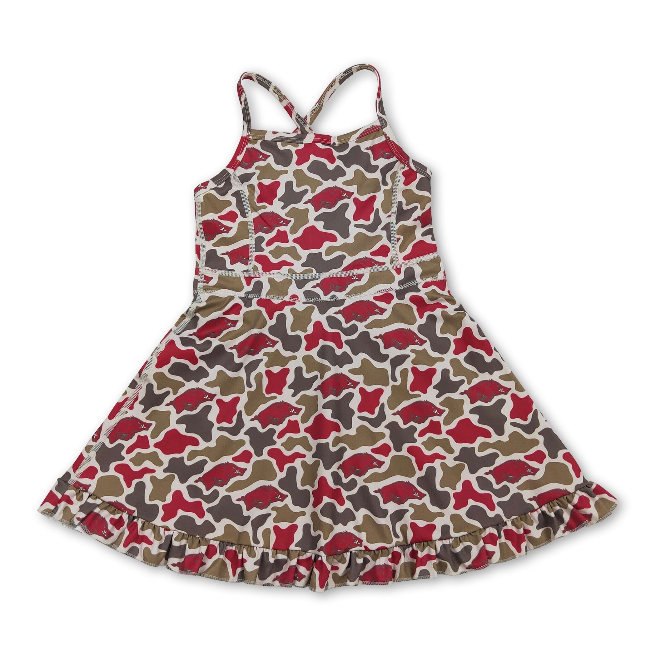 Straps camo hogs kids girls team athletic dress