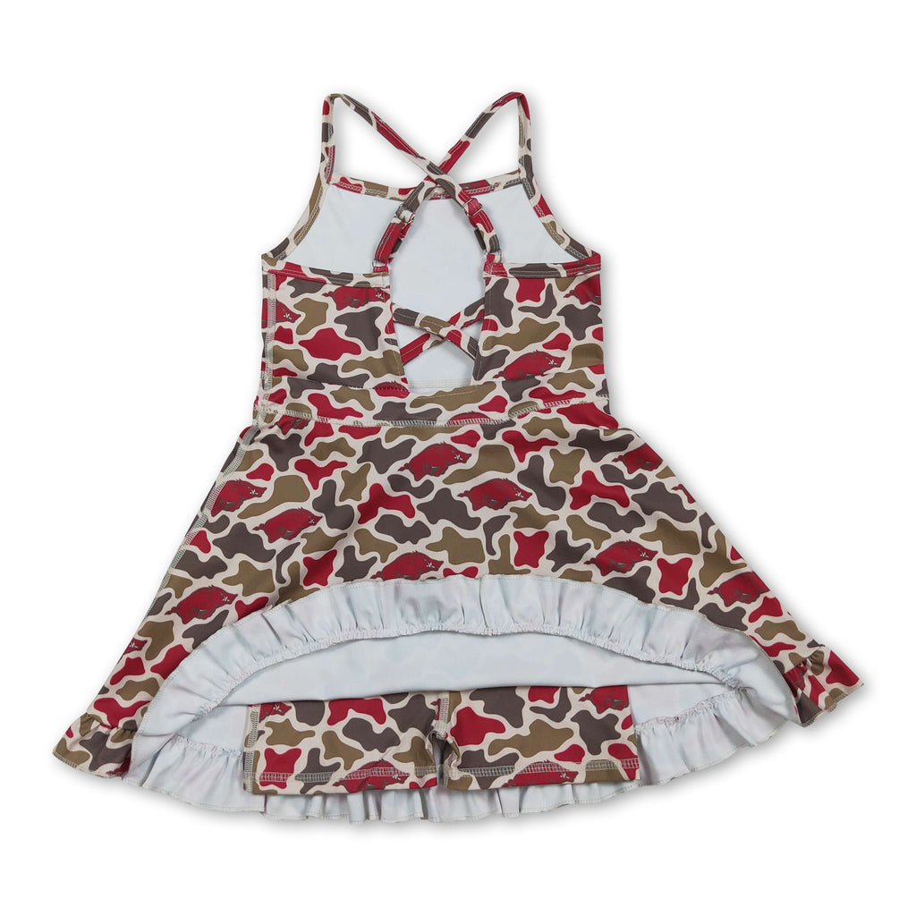 Straps camo hogs kids girls team athletic dress