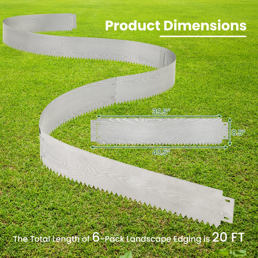 6-Pack 20 FT Galvanized Metal Landscape Edging for Lawn