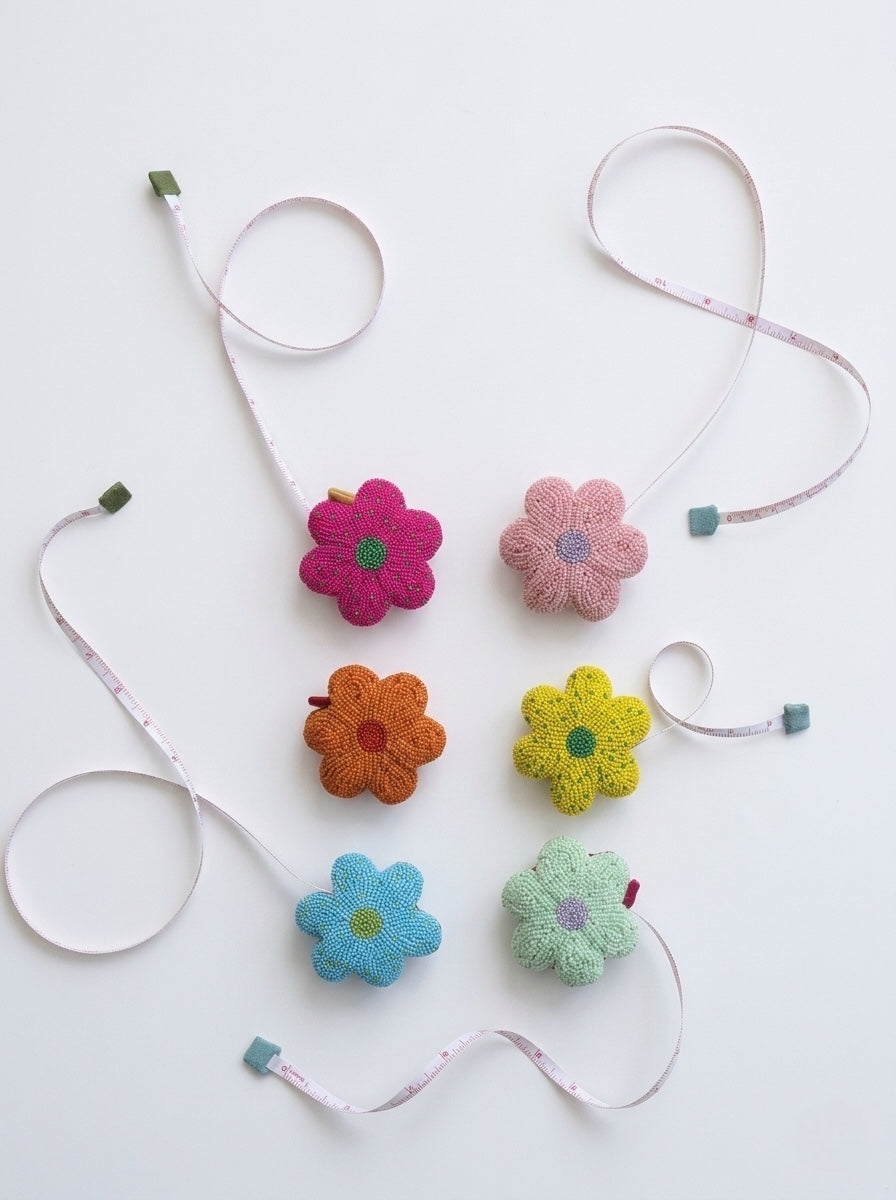Handmade Glass Beaded Flower Tape Measure