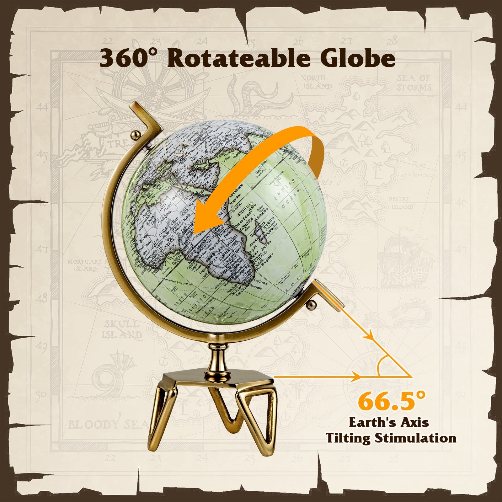 Educational Geographic 5/8/10 Inch World Globe with Triangle Metal Stand