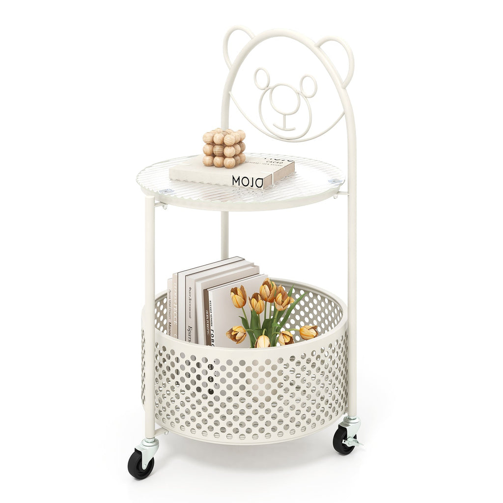 Modern Sofa Side Table on Lockable Wheels for Living Room Bedroom Study