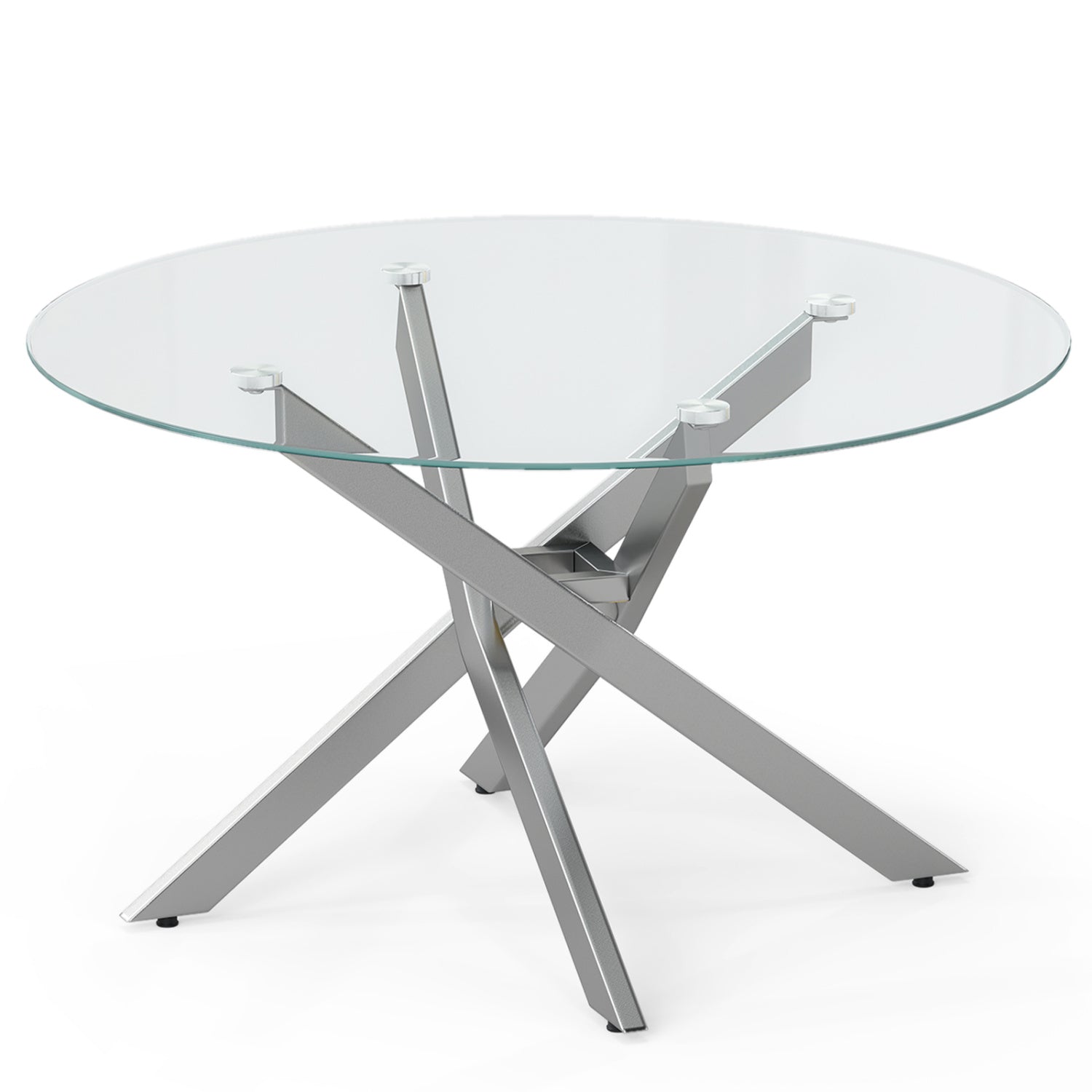 Glass Coffee Table Round Clear Center Table with Tempered Glass Top