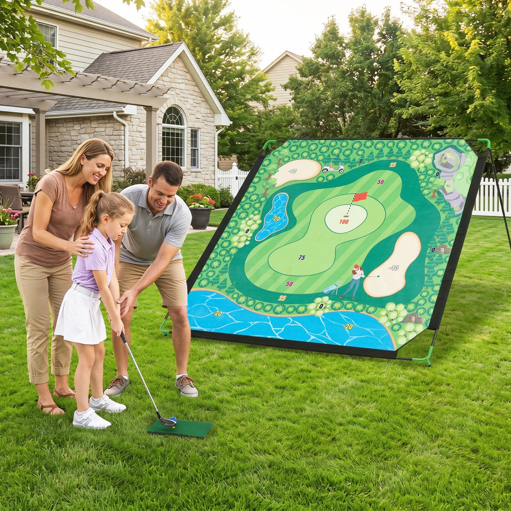 Golf Chipping Practice Net 71x71 Inch with Clubs and Balls