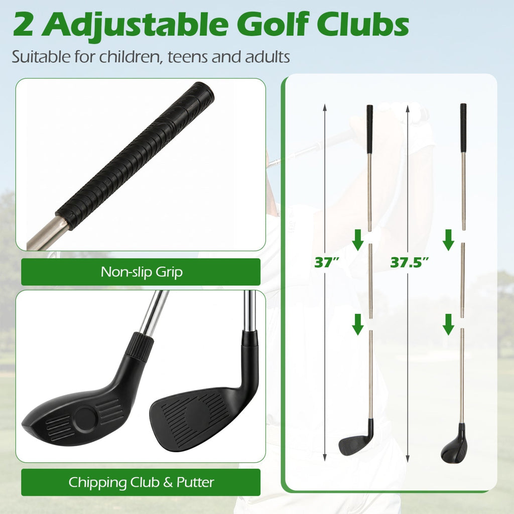 Golf Chipping Practice Net 71x71 Inch with Clubs and Balls