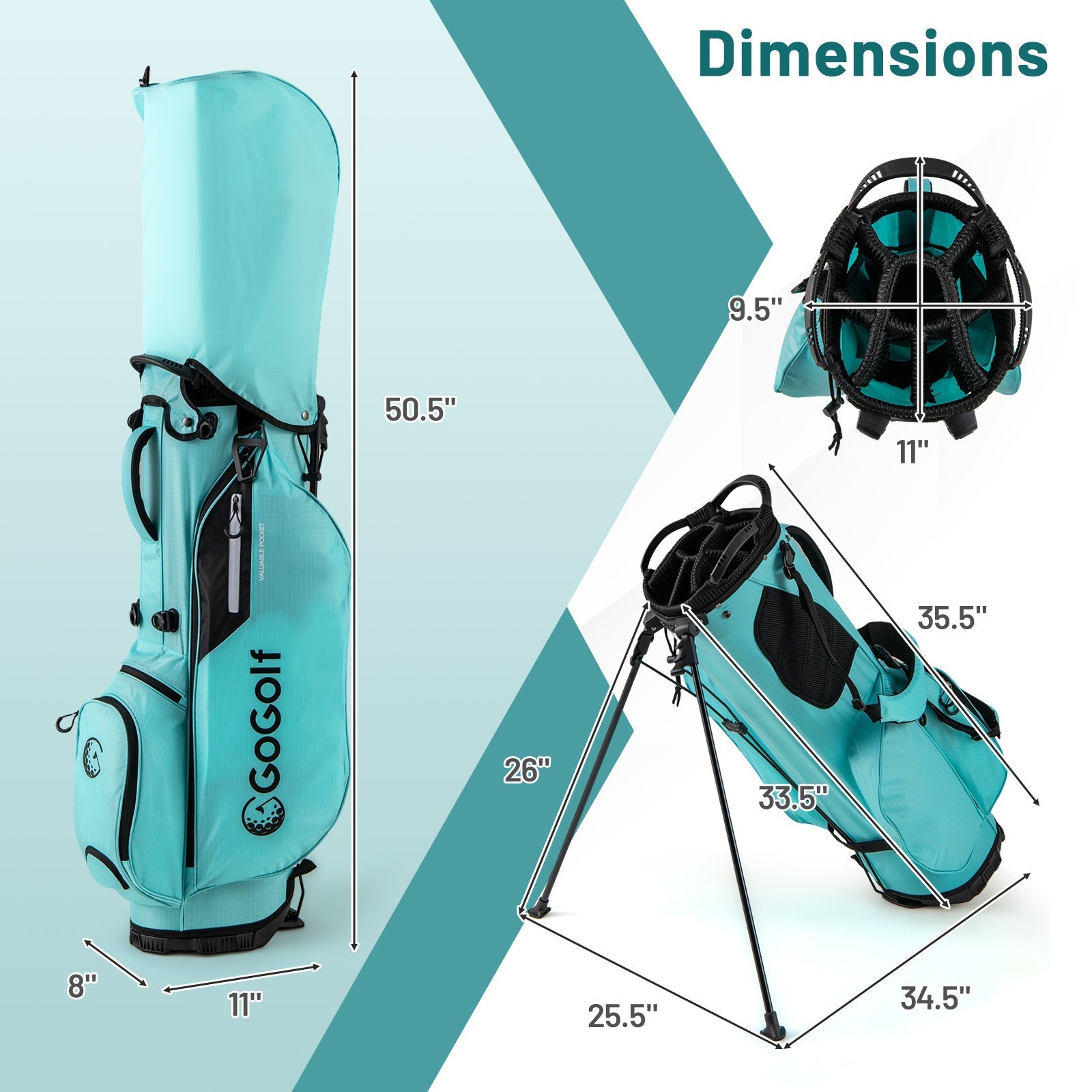 Golf Stand Bag Lightweight Golf Bag with 8 Way Top Dividers and 5 Zippered Pockets