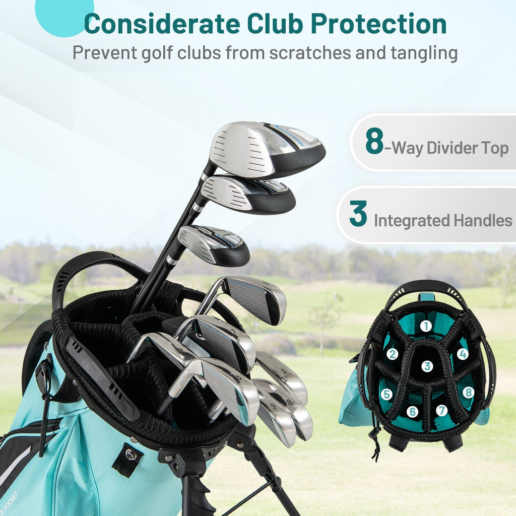 Golf Stand Bag Lightweight Golf Bag with 8 Way Top Dividers and 5 Zippered Pockets