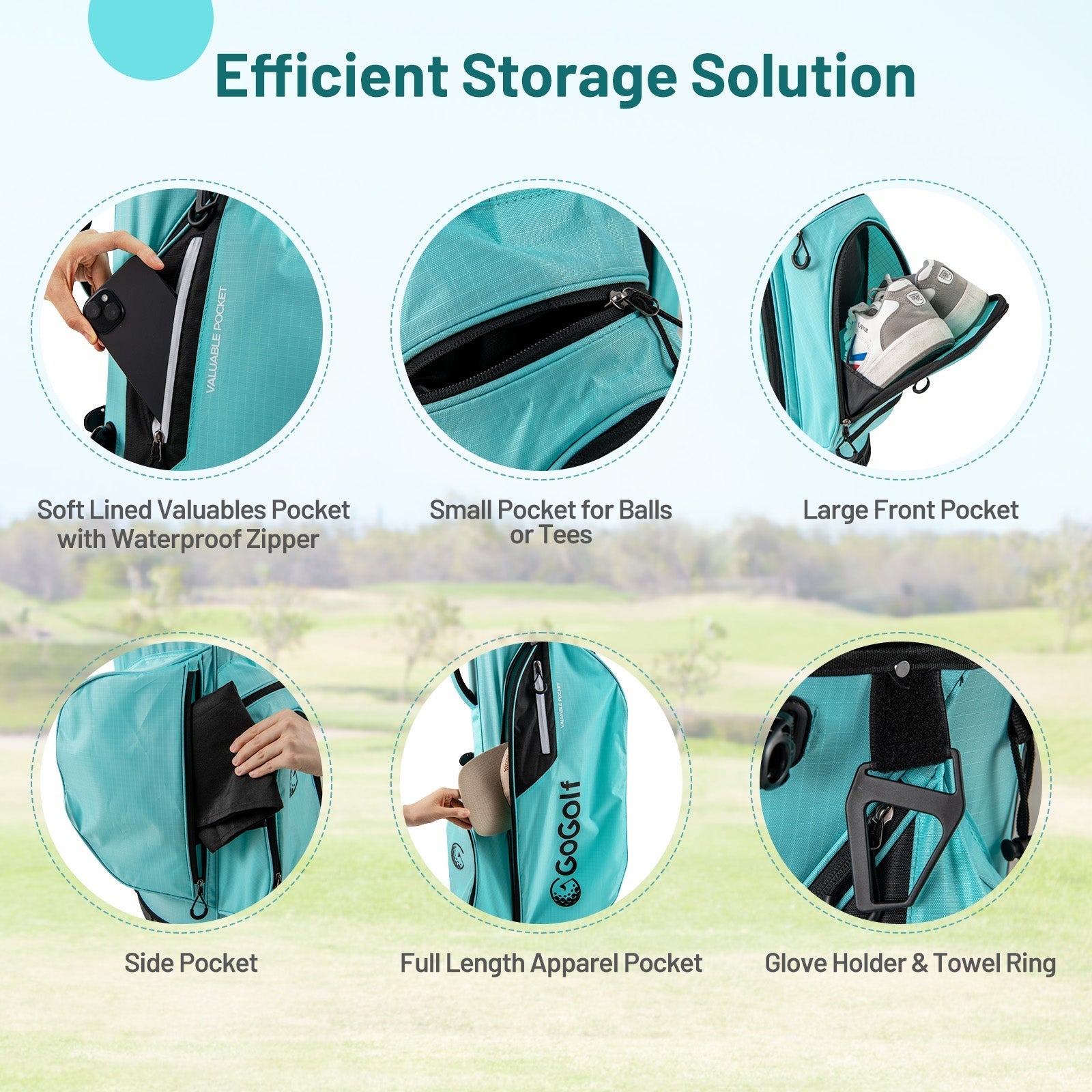 Golf Stand Bag Lightweight Golf Bag with 8 Way Top Dividers and 5 Zippered Pockets