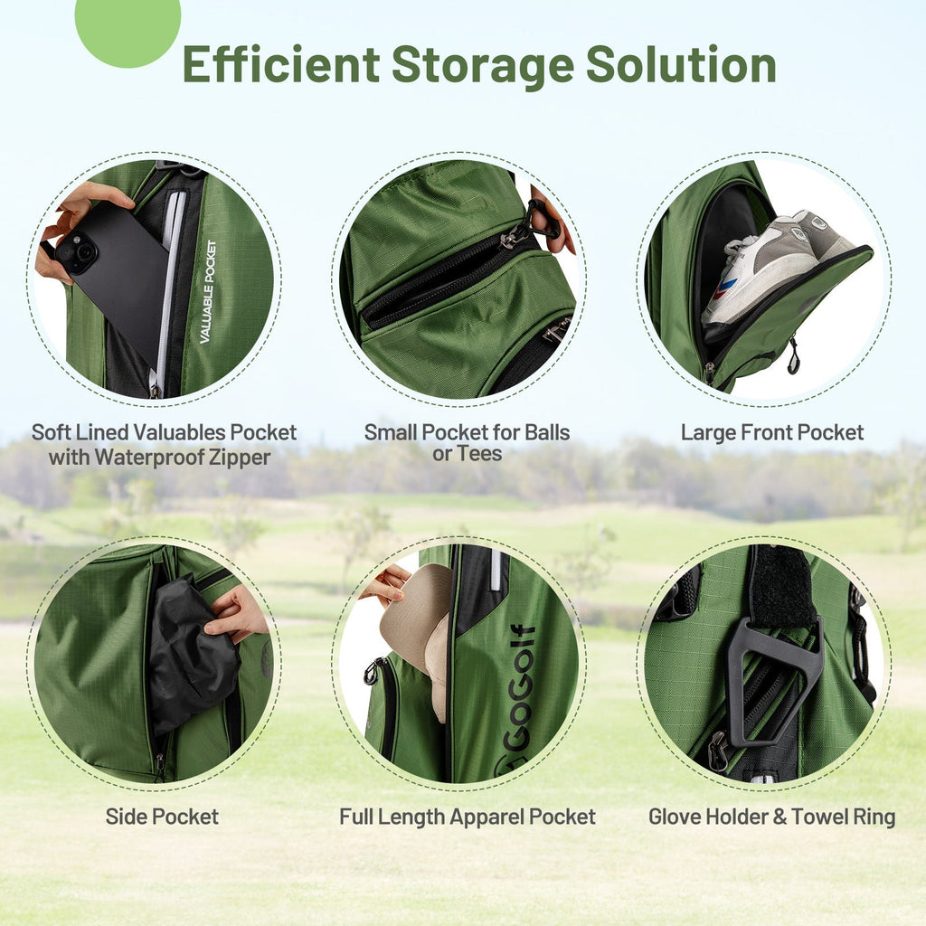 Golf Stand Bag Lightweight Golf Bag with 8 Way Top Dividers and 5 Zippered Pockets