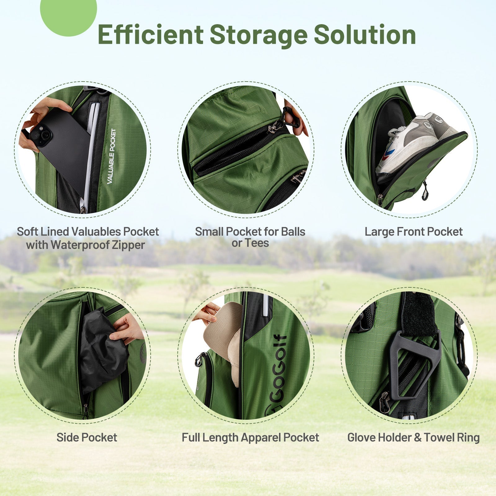 Golf Stand Bag Lightweight Golf Bag with 8 Way Top Dividers and 5 Zippered Pockets