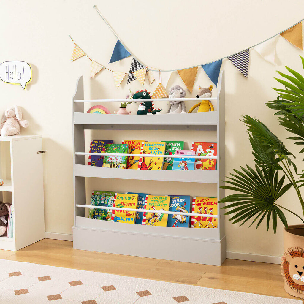 3-Tier Bookshelf with 2 Anti-Tipping Kits for Books and Magazines