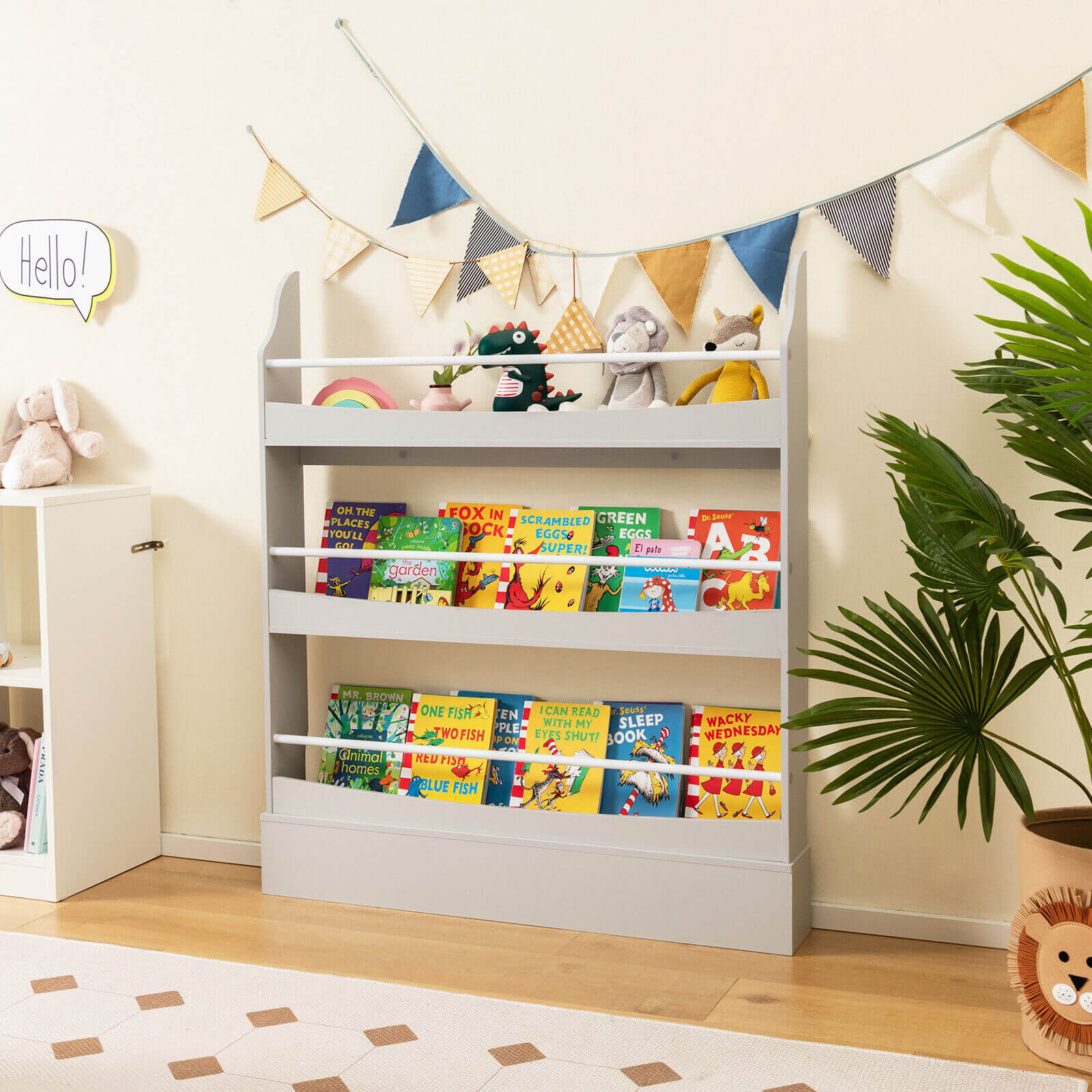 3-Tier Bookshelf with 2 Anti-Tipping Kits for Books and Magazines