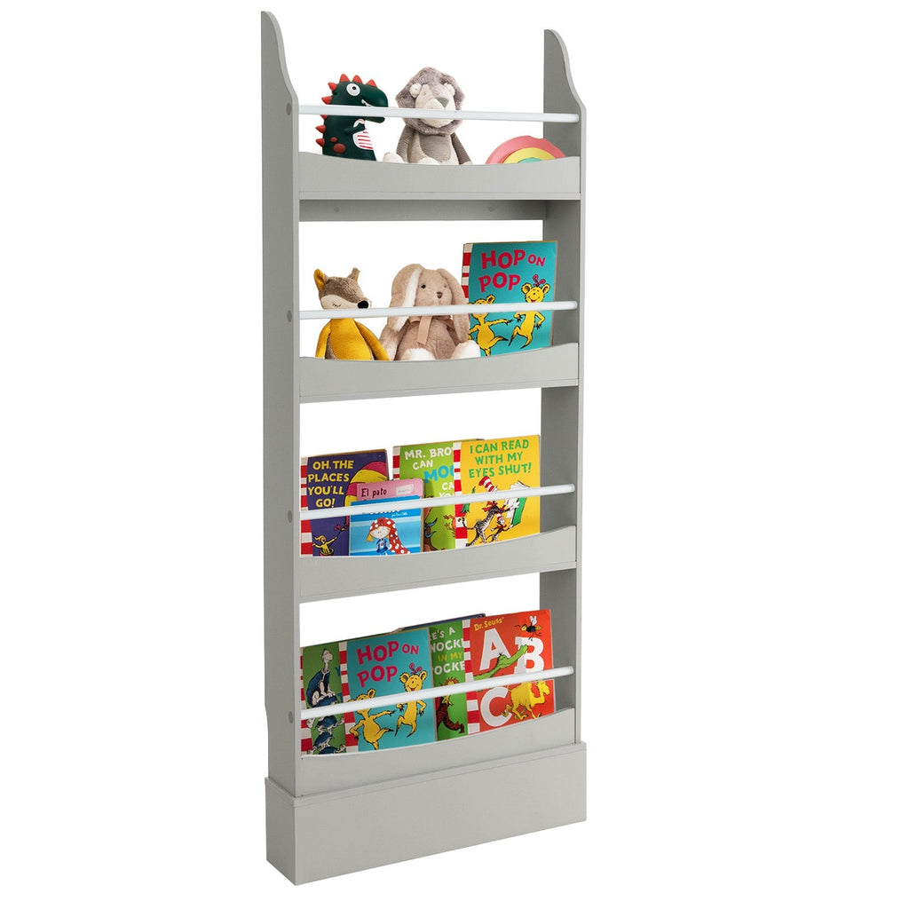 4-Tier Bookshelf with 2 Anti-Tipping Kits for Books and Magazines