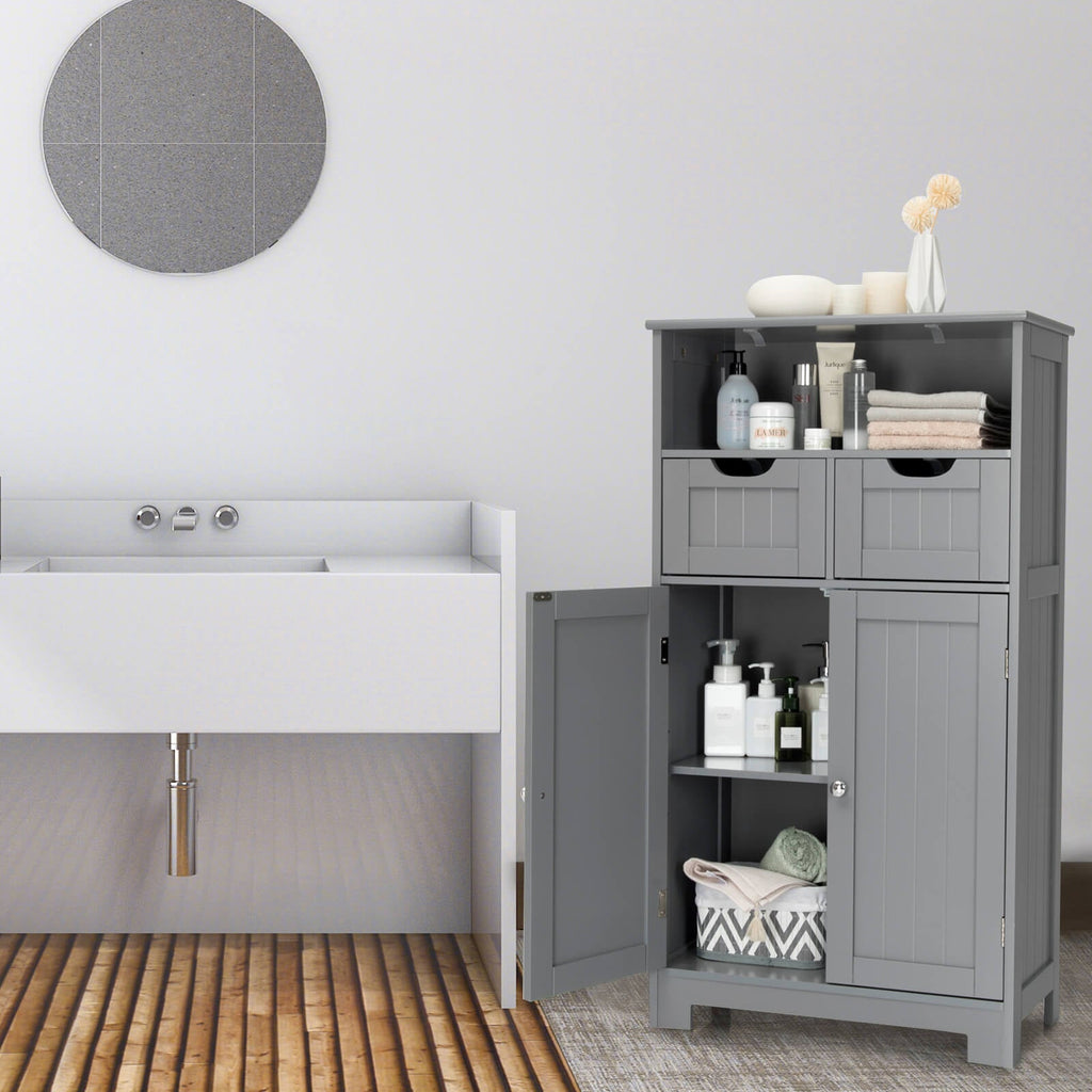 Bathroom Wooden Side Cabinet with 2 Drawers and 2 Doors