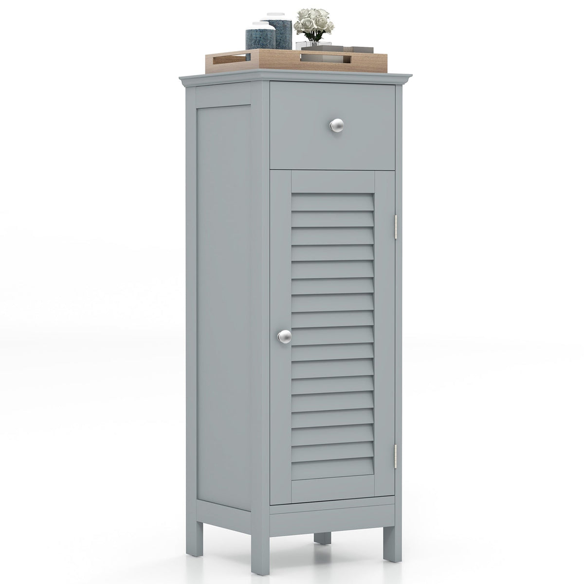 Woodern Bathroom Floor Storage Cabinet with Drawer and Shutter Door
