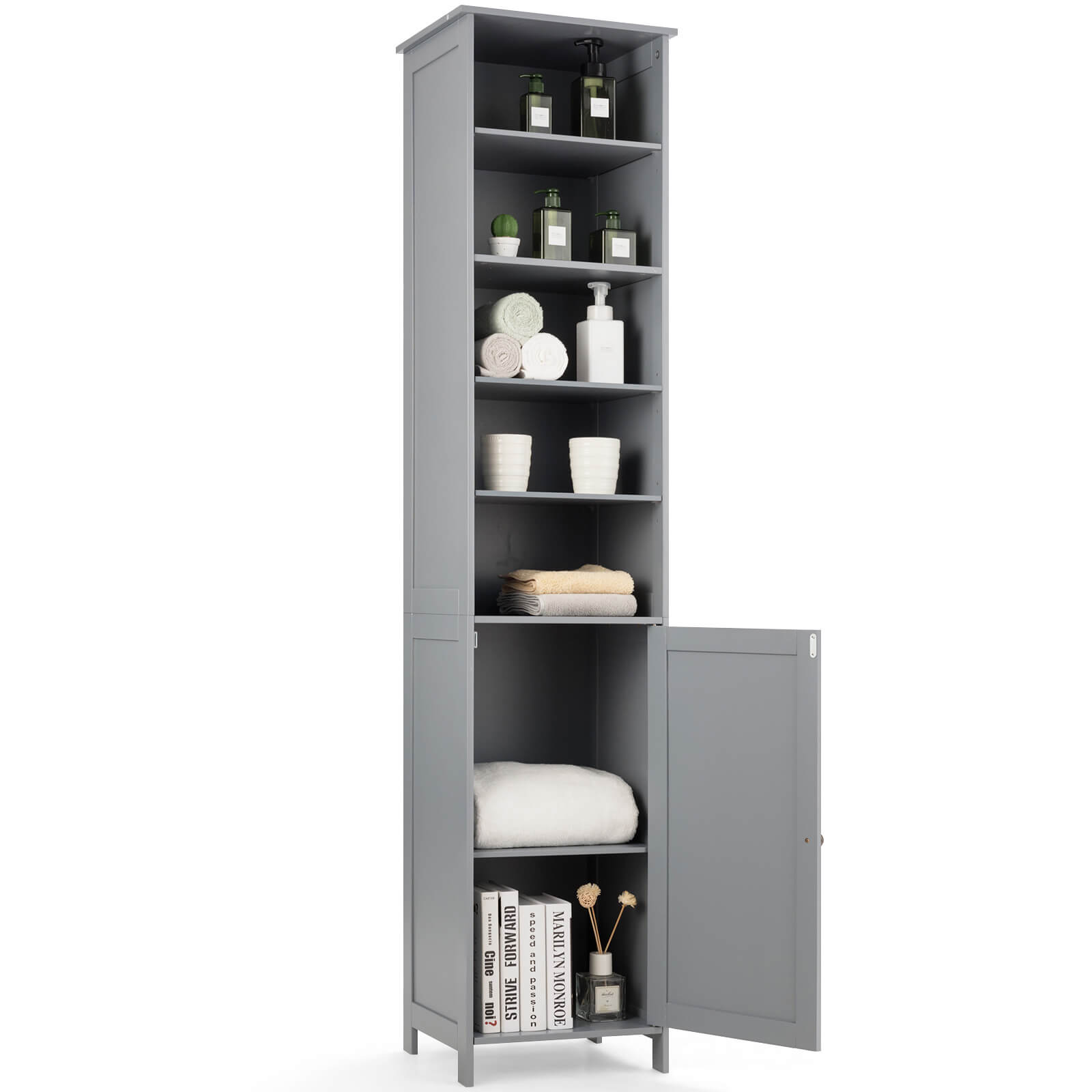 72 Inches Free Standing Tall Floor Bathroom Storage Cabinet