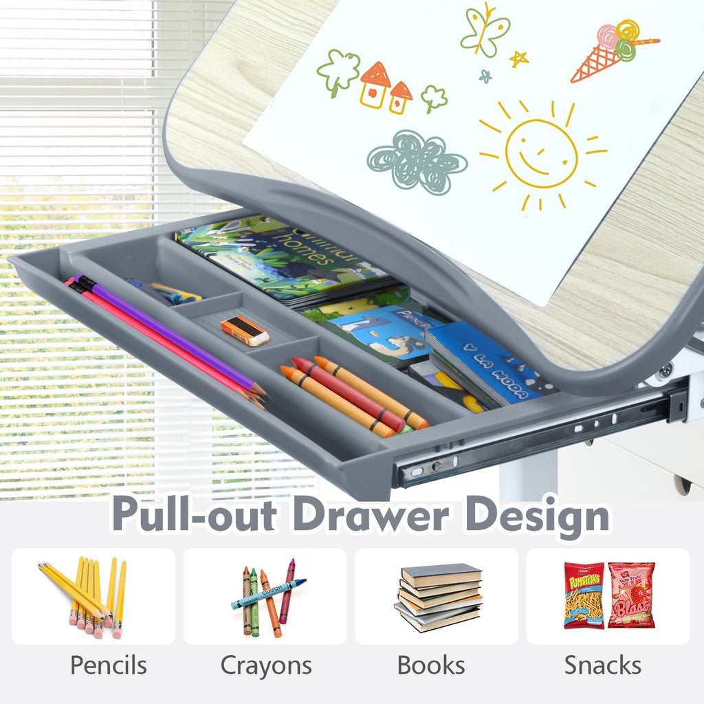 Height Adjustable Kids Study Desk and Chair Set