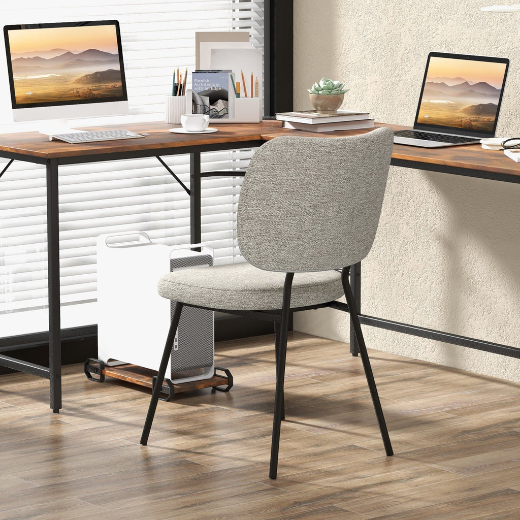 Set of 2 Modern Armless Dining Chairs with Linen Fabric