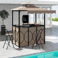 Grill Gazebo with Awning 3-Piece Outdoor BBQ Canopy Double-Tier Soft Top Barbecue Shelter