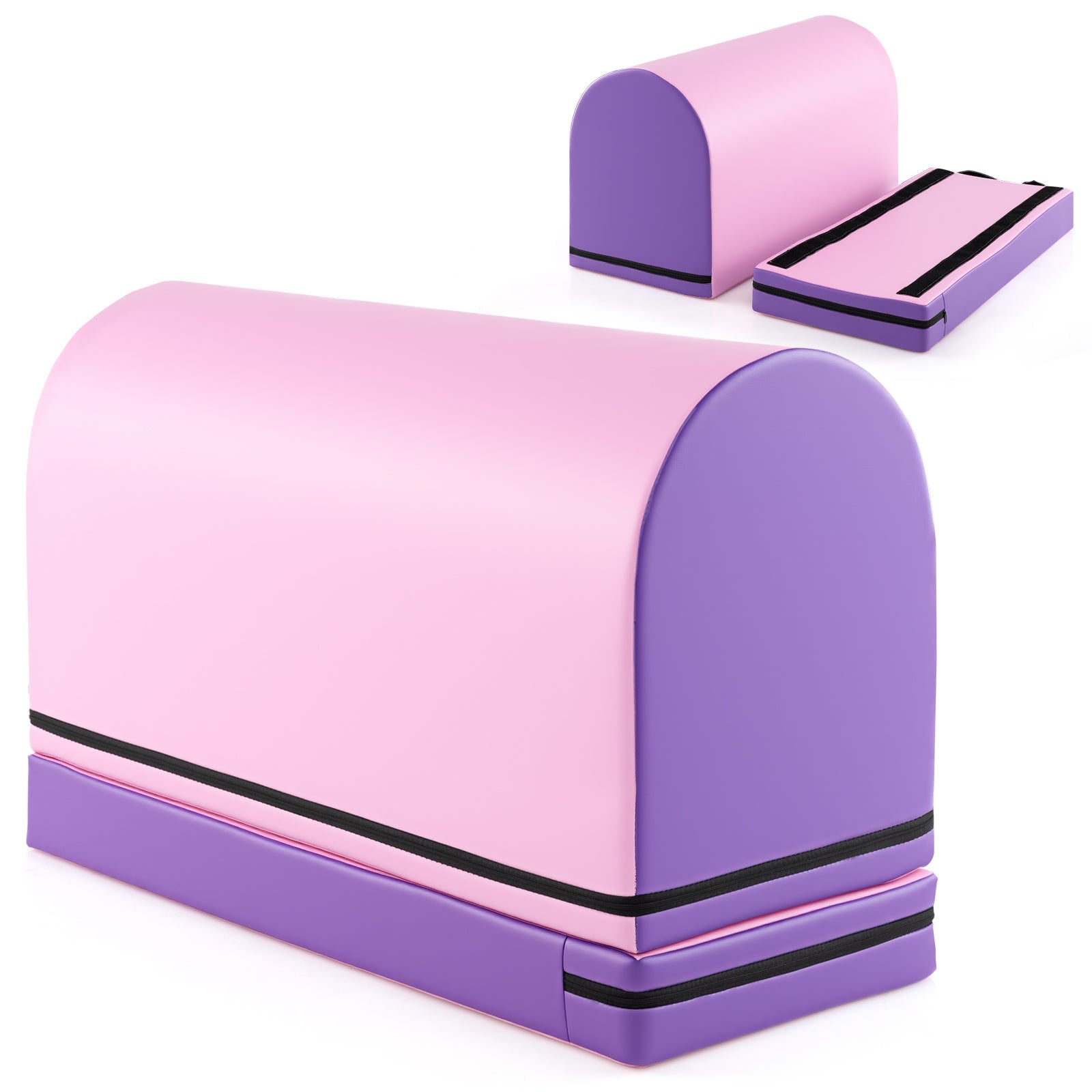 Gymnastics Vaulting Box with Detachable Mat Carrying Handle for Kids