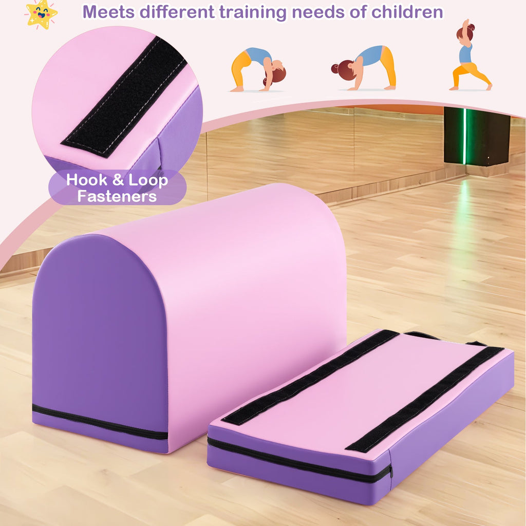 Gymnastics Vaulting Box with Detachable Mat Carrying Handle for Kids