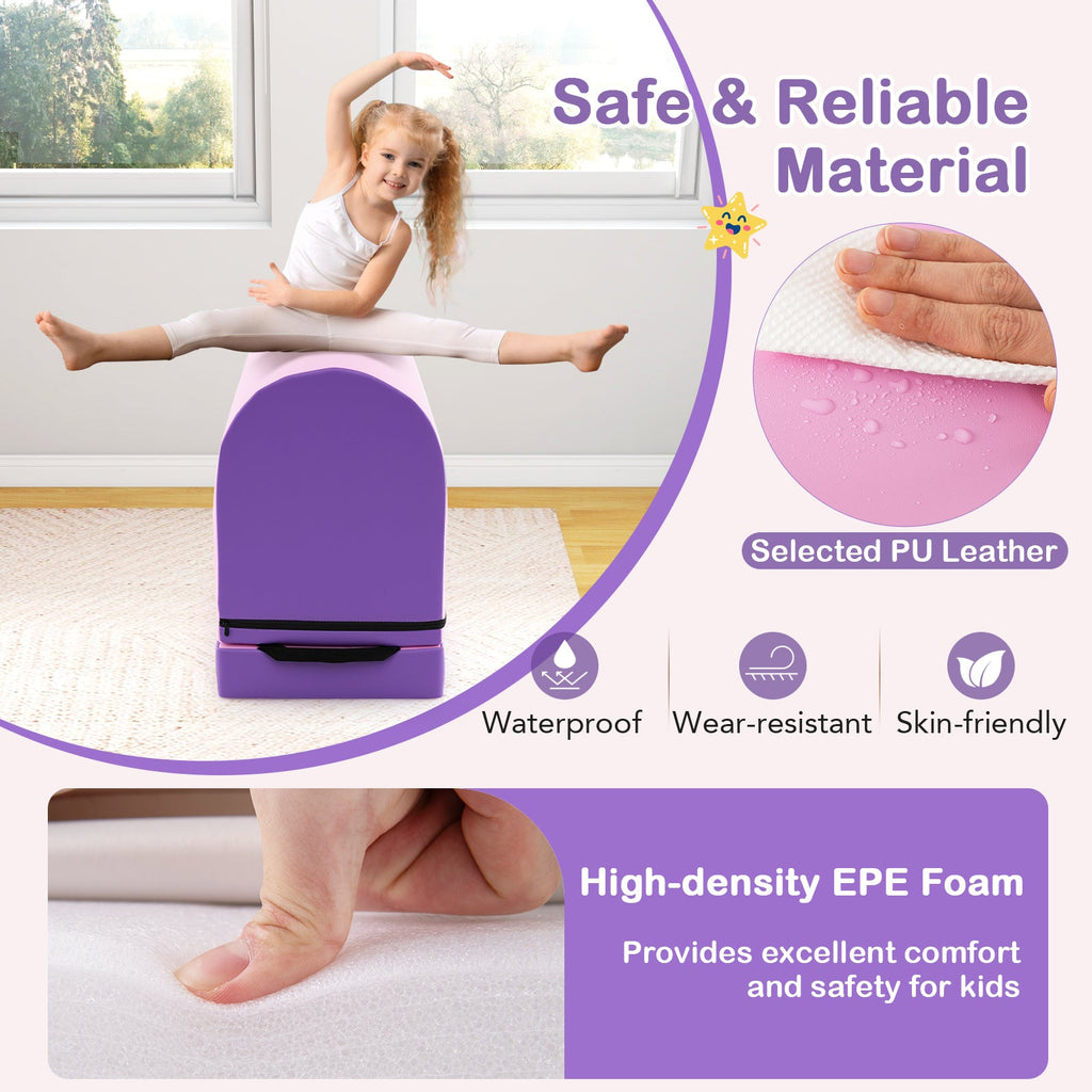 Gymnastics Vaulting Box with Detachable Mat Carrying Handle for Kids