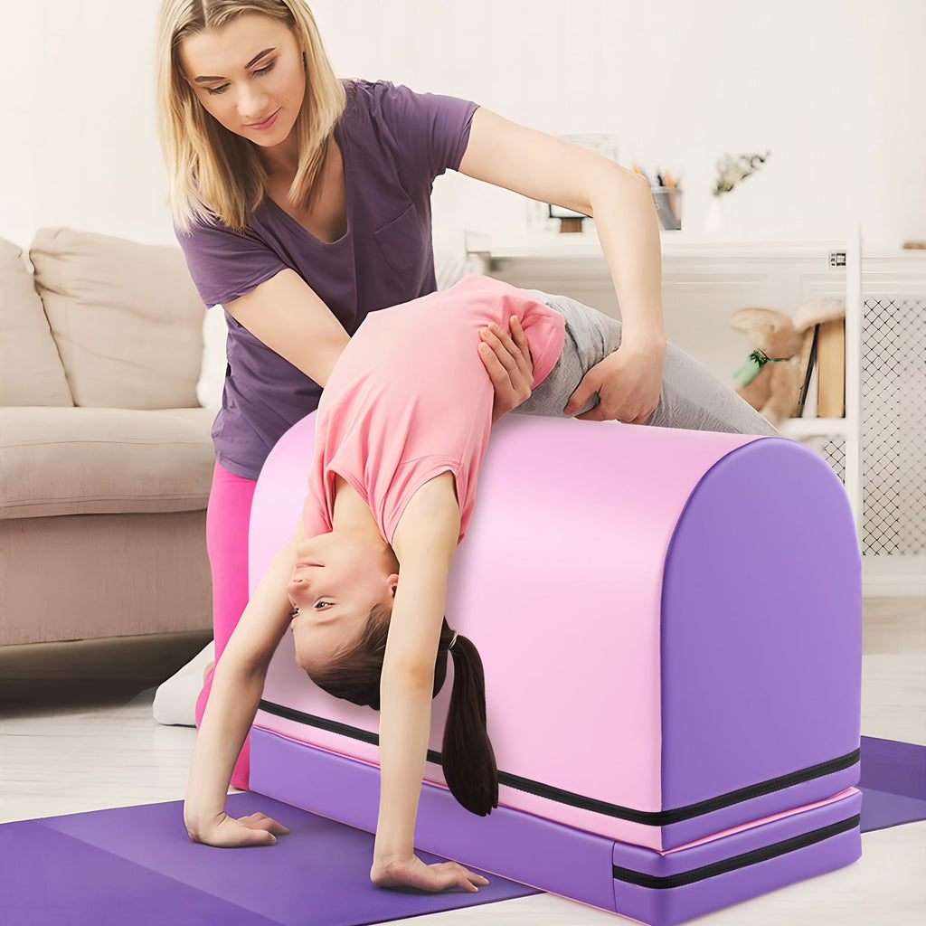 Gymnastics Vaulting Box with Detachable Mat Carrying Handle for Kids