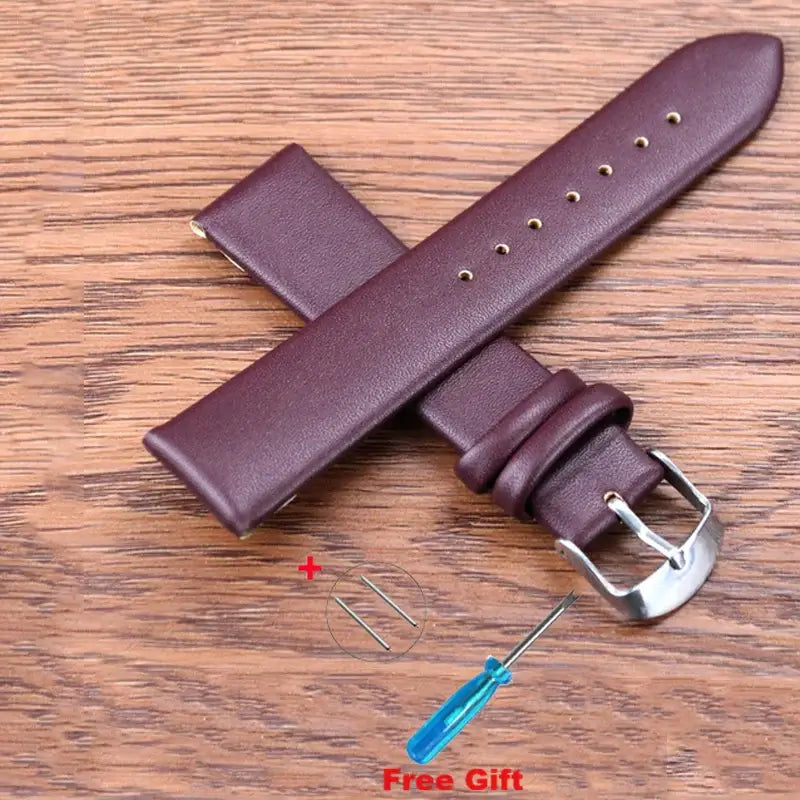Garmin 18/20/22mm Quick Release Slim Smooth Leather Band
