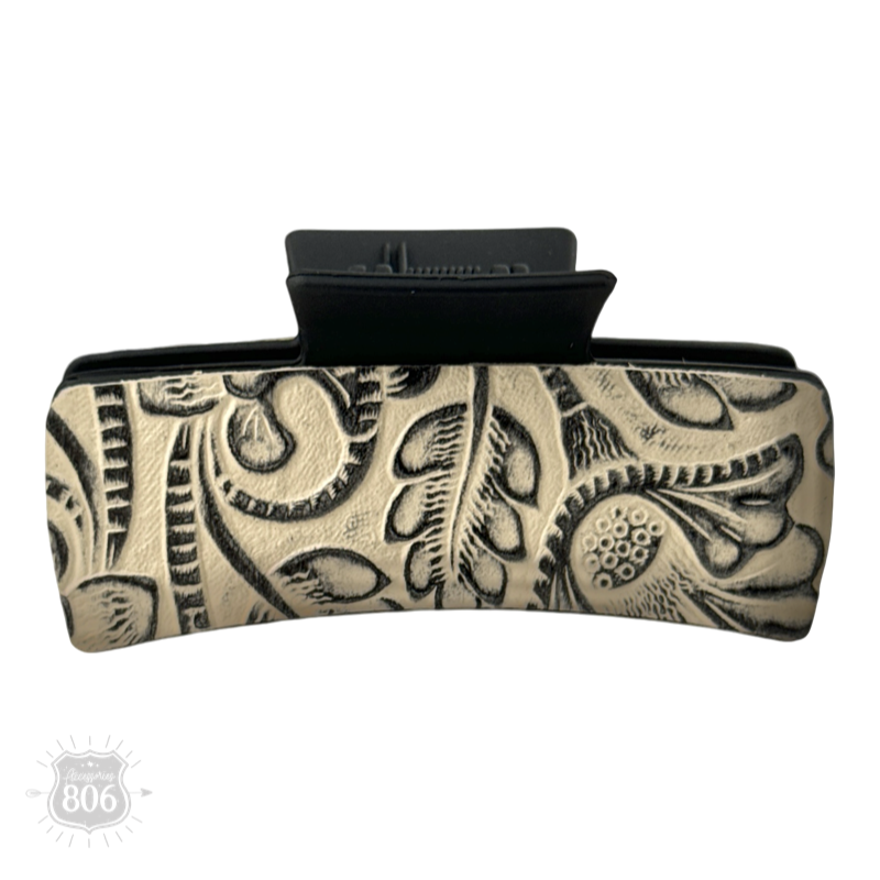 Western print tooled hair clip