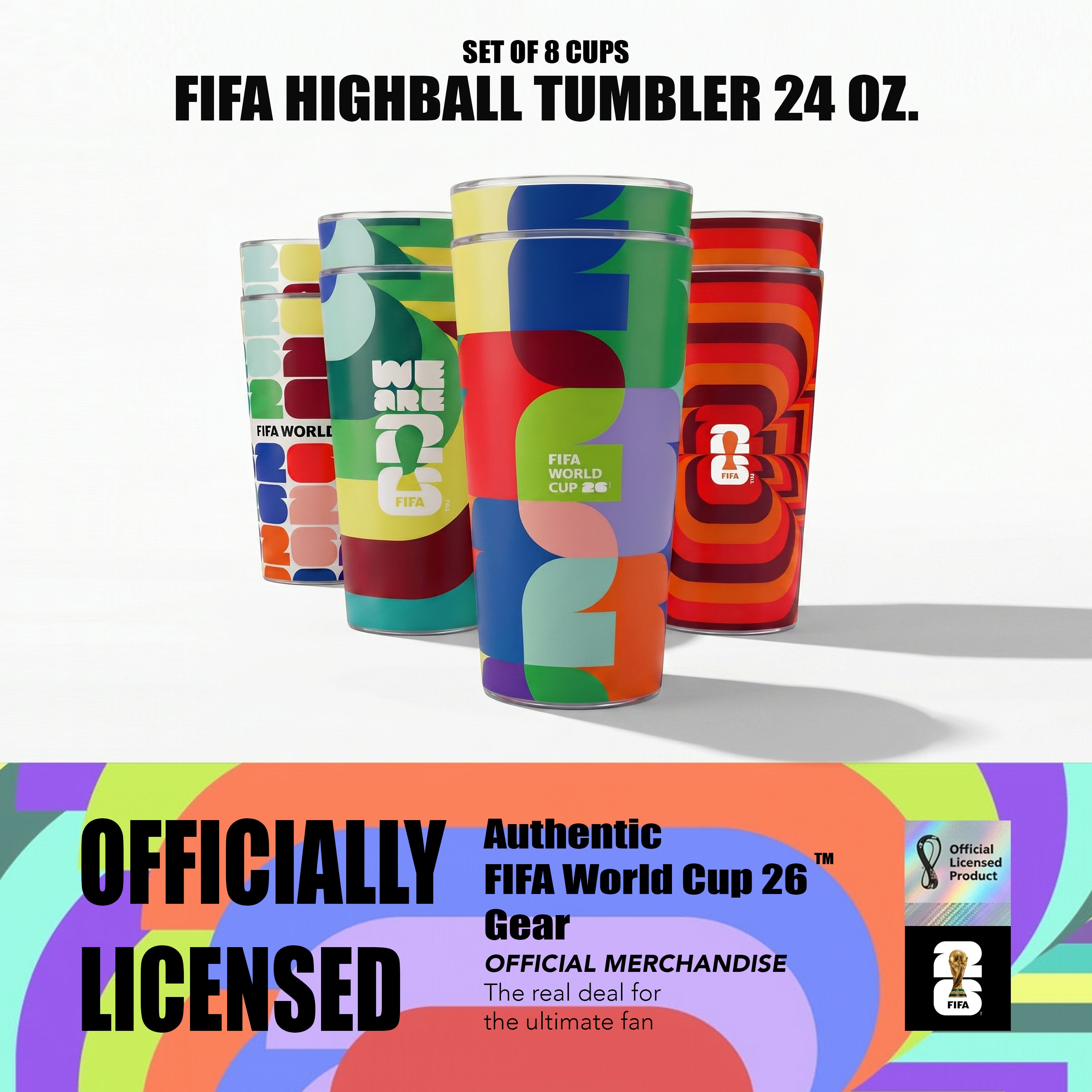 Atelier Sportif Official Official FIFA World Cup 2026 Edition 24 Oz Plastic Tumblers - 8 Pack