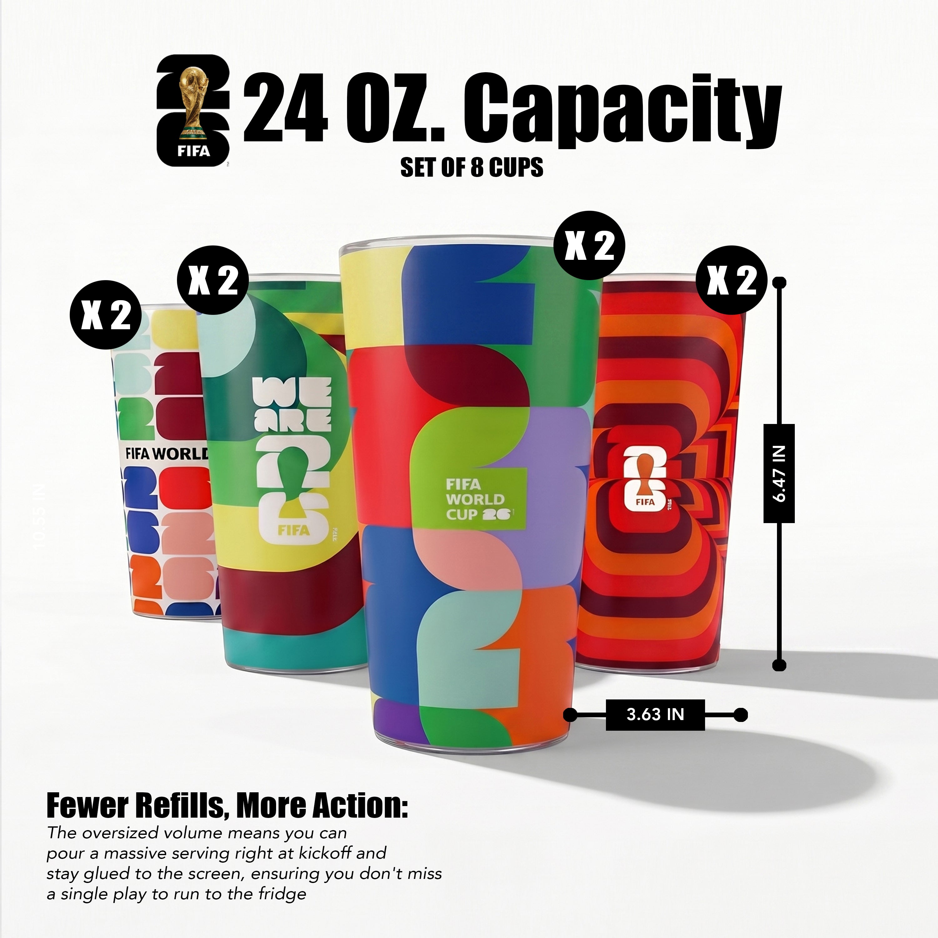 Atelier Sportif Official Official FIFA World Cup 2026 Edition 24 Oz Plastic Tumblers - 8 Pack