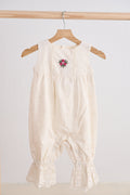 White hand embroidery floral lace jumpsuit
