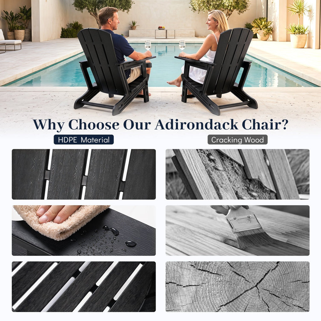 HDPE Adirondack Chair with Realistic Wood Grain