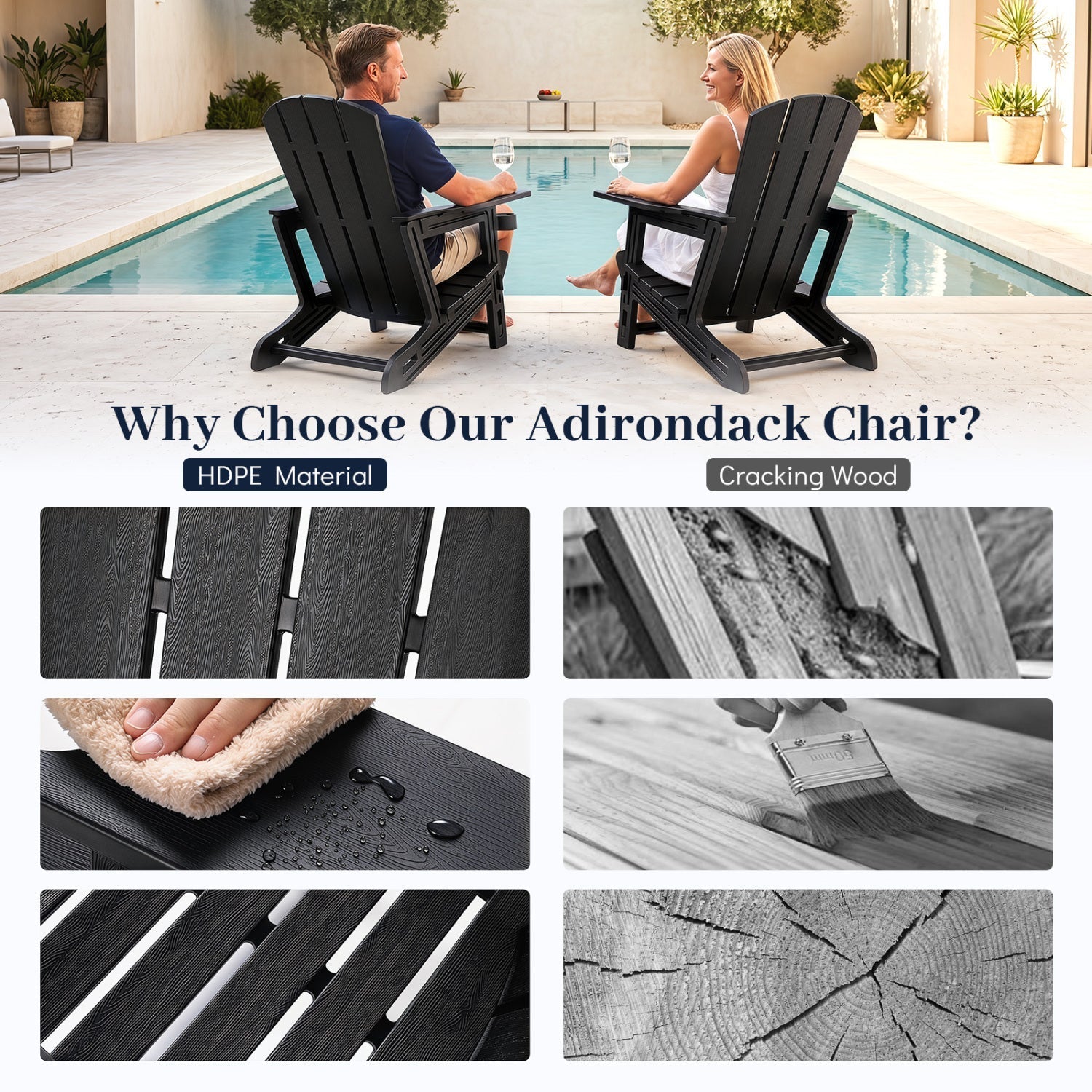 HDPE Adirondack Chair with Realistic Wood Grain