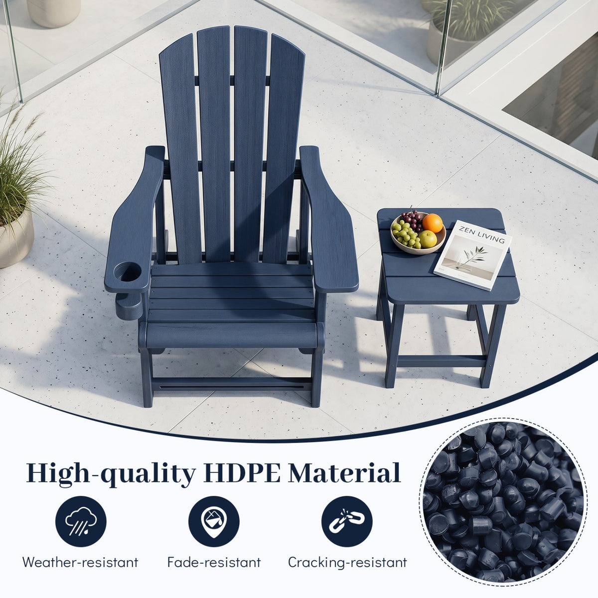 HDPE Adirondack Chair with Realistic Wood Grain