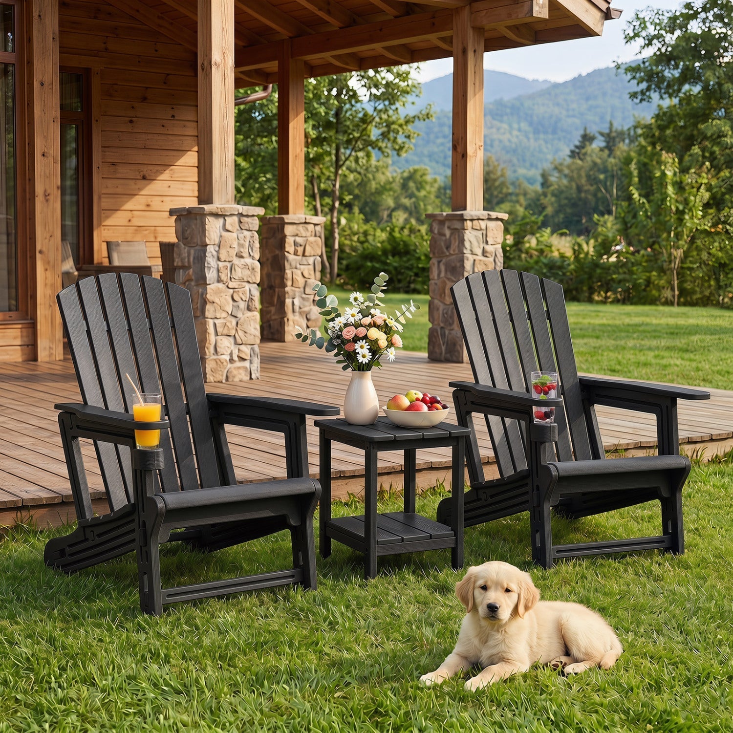 HDPE Adirondack Chair with Cup Holder - Weather Resistant