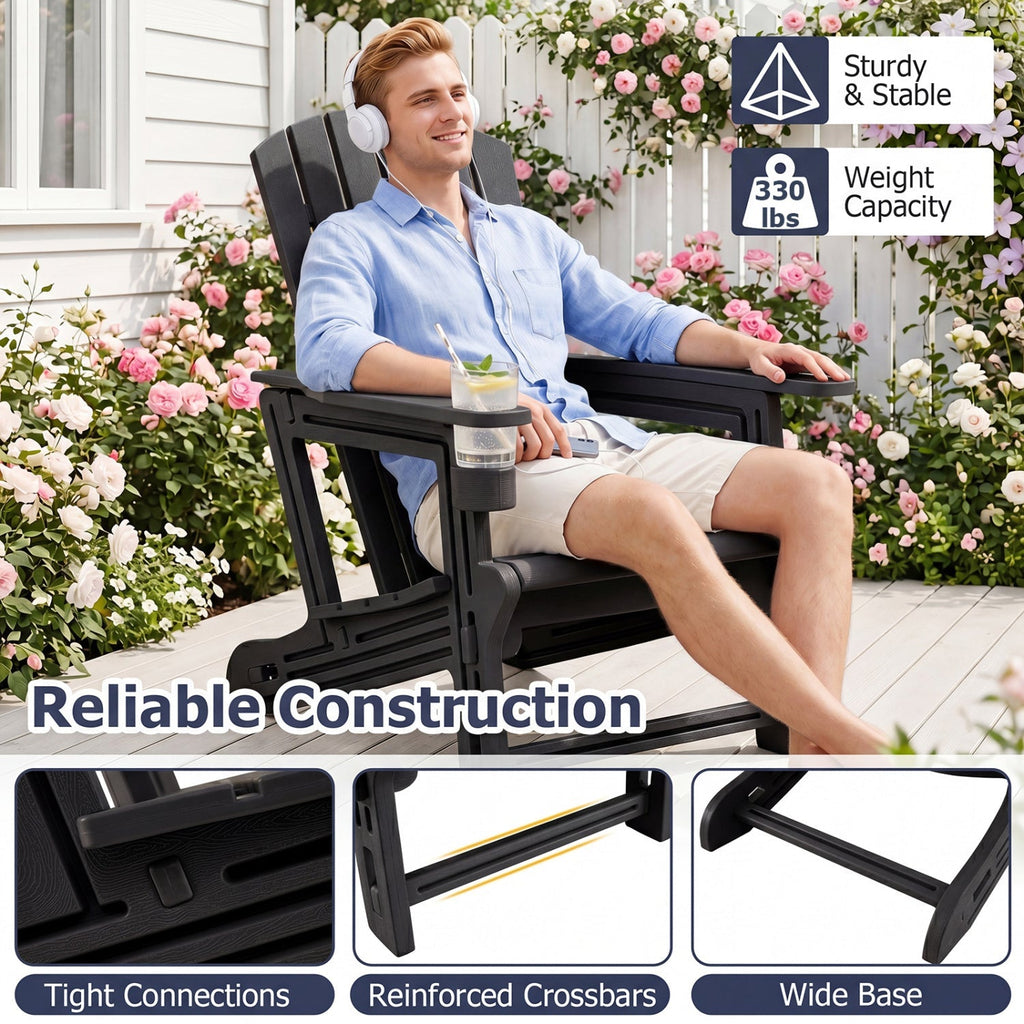 HDPE Adirondack Chair with Cup Holder - Weather Resistant